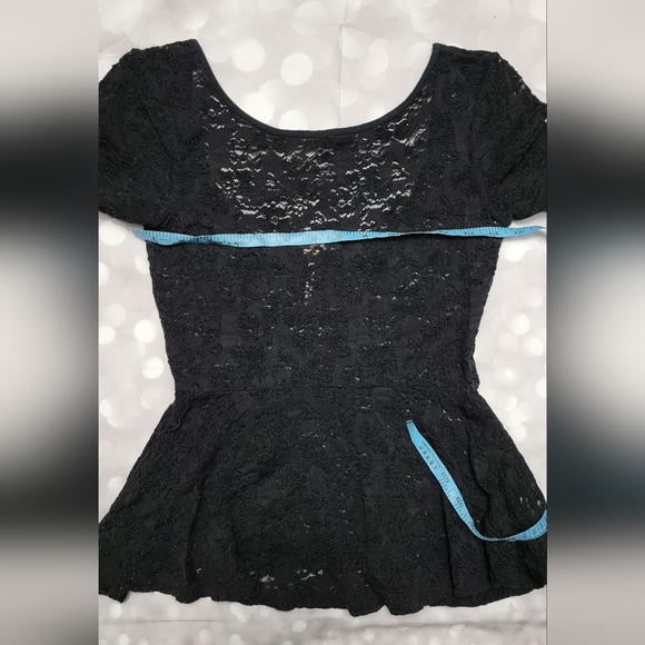 Free People Black Lace Peplum Open Back Top XS - Picture 8 of 16